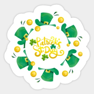 funny hat patrick's day round border Sticker